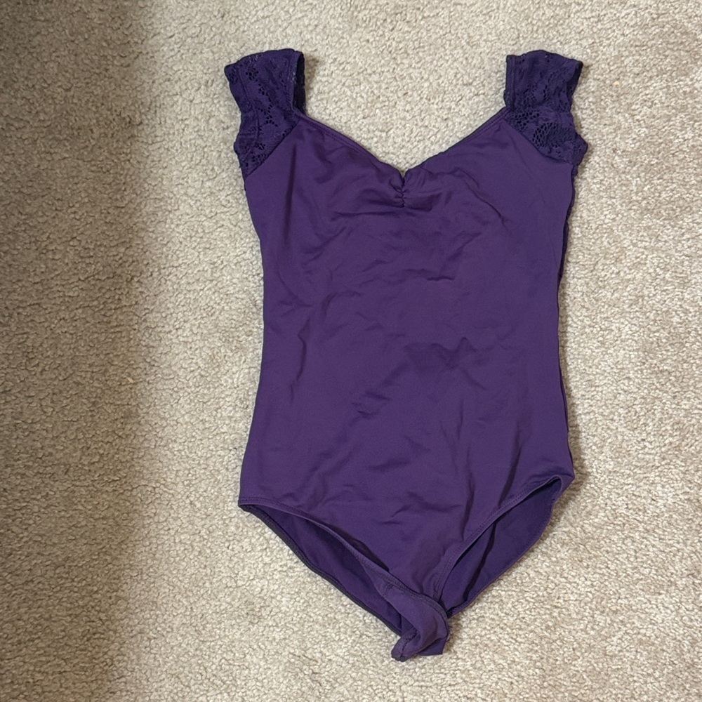 Purple Lace-Trimmed Women's Leotard